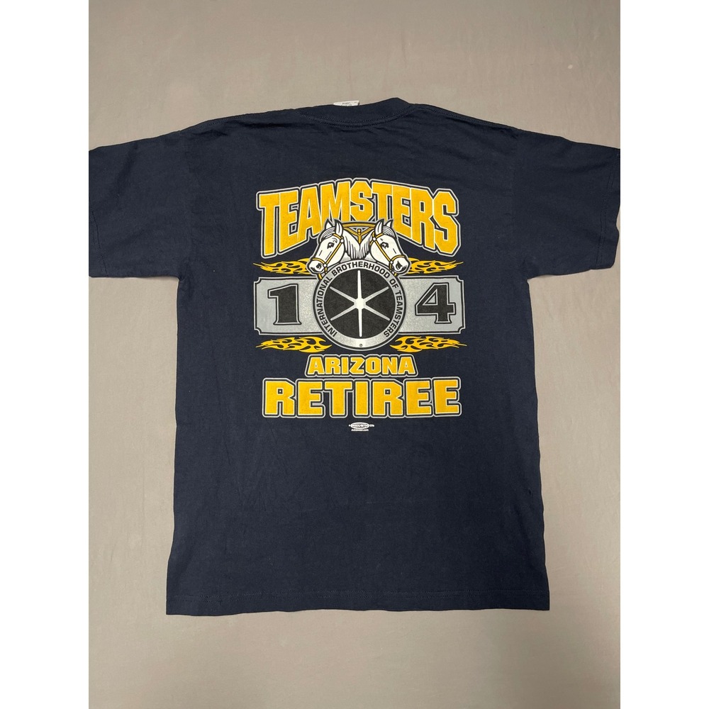 Teamsters Local 104 Arizona Retiree Pocket Tee Mens Large Navy Union Made - Picture 9 of 11